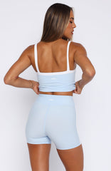 Go Faster High Waisted Shorts Baby Blue/White