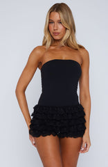 Up For A Challenge Strapless Playsuit Black