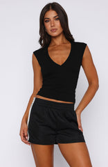 About Us V Neck Top Black