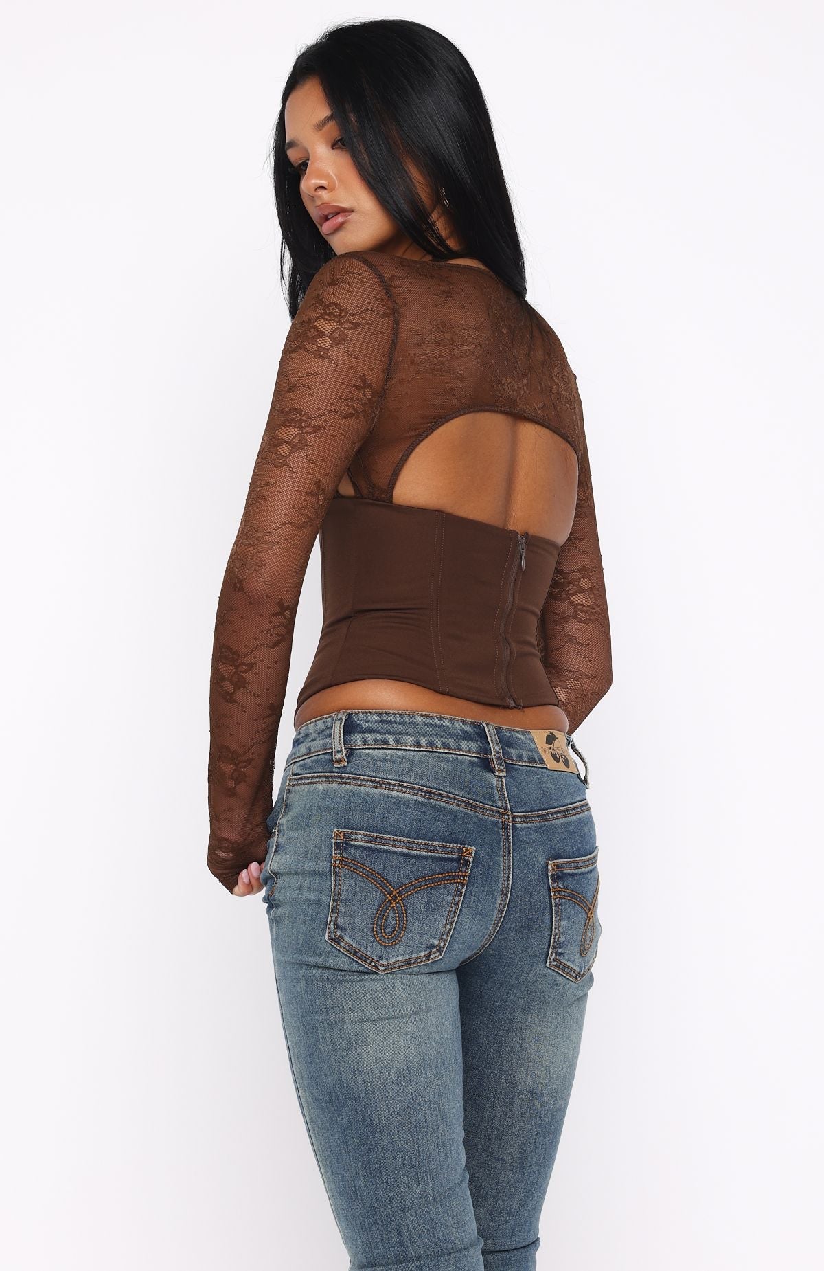 Never Walk Alone Long Sleeve Bustier Chocolate