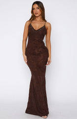 Lust For Life Maxi Embellished Trim Dress Chocolate