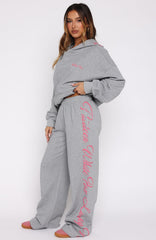 Lucky Thirteen Shaya Wide Leg Sweatpants Dark Grey Marle
