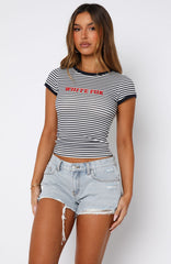 Weekend High Baby Tee Navy Stripe