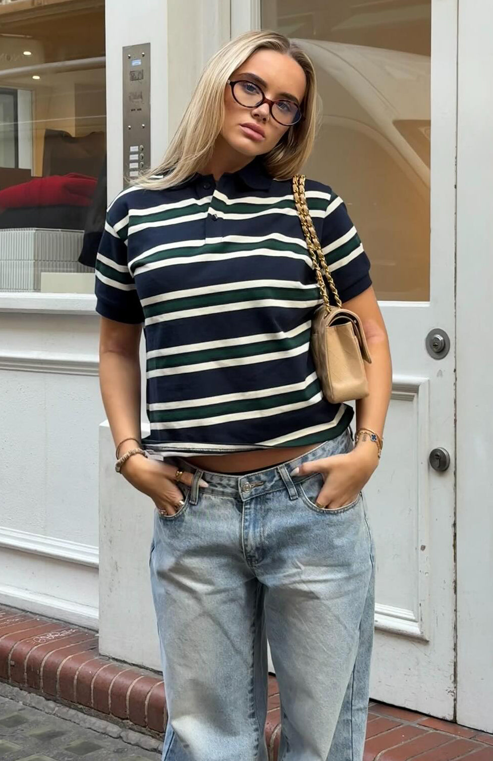 Make Your Move Polo Tee Navy Stripe