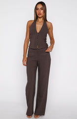 I Don't Compete Straight Leg Pants Chocolate
