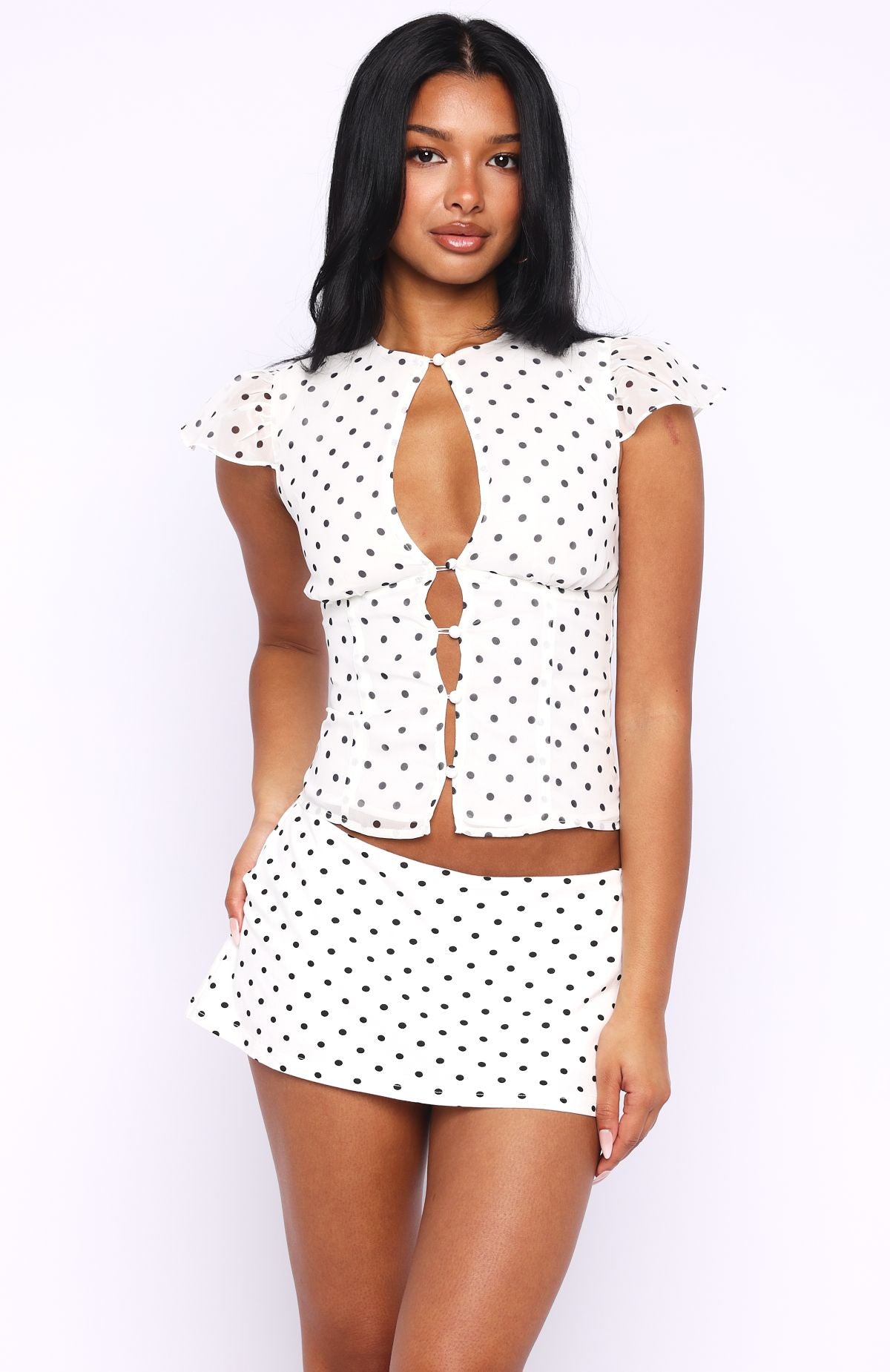 Choose Wisely Mini Skort White/Black Polka Dot