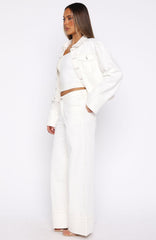 Charlotte Mid Rise Wide Leg Jeans Off White