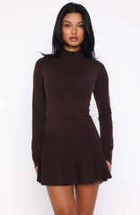 Forever Her Long Sleeve Mini Dress Chocolate