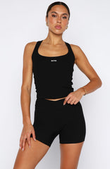 Dash Rib Crop Black