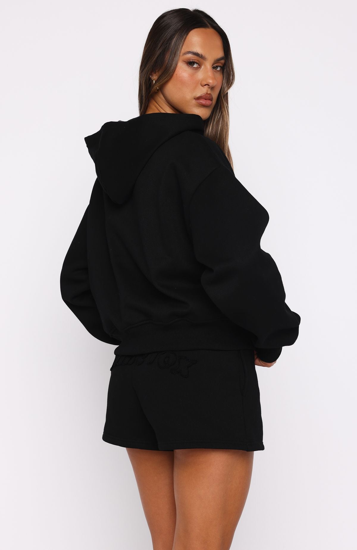 From The Archives Lexi Boxy Zip Front Hoodie Black