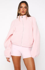 Up The Hill Teddy Zip Up Jacket Ballet Pink
