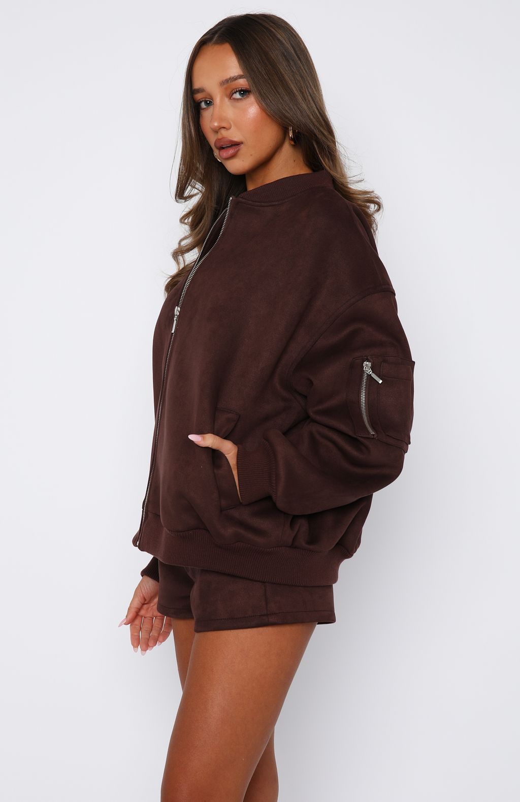 Confidence Level Suede Jacket Chocolate