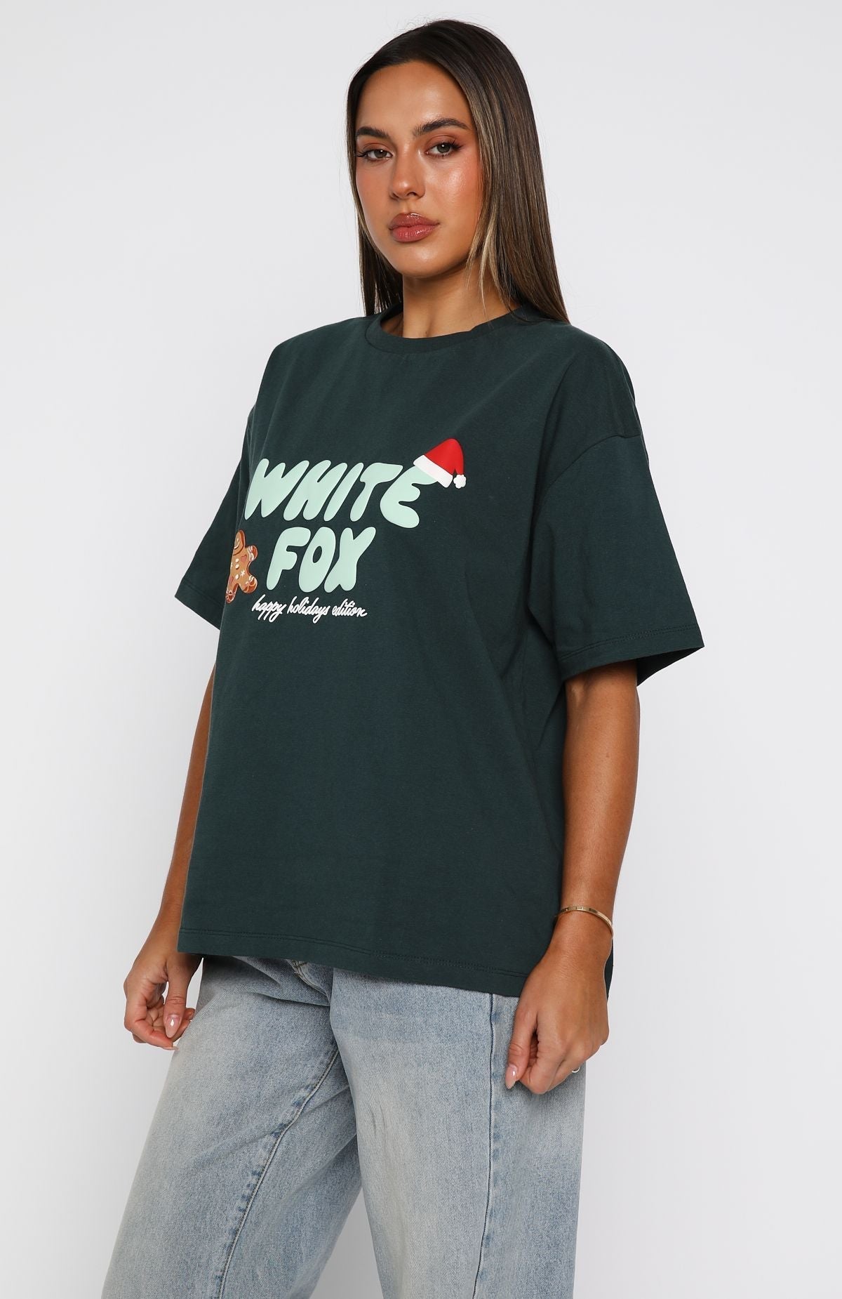 Holly Jolly Christmas Oversized Tee Pine