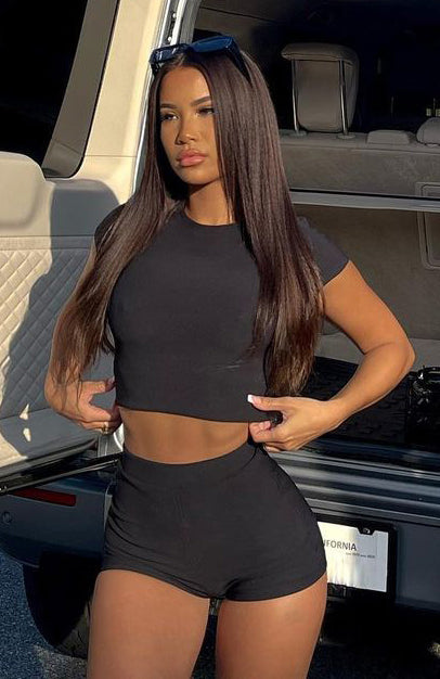 Take Me There Ribbed Baby Tee Black