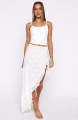 Dancing On My Own Lace Midi Skirt White