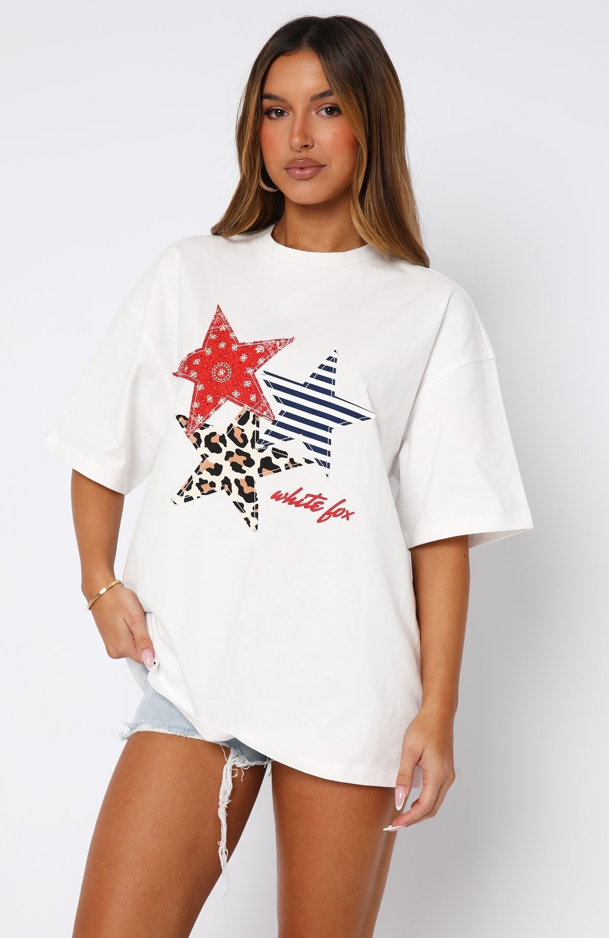 Stars In The Sky Oversized Tee White