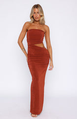 Sun And Stars Strapless Maxi Dress Rust