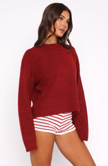 Warm Whispers Knit Sweater Burgundy