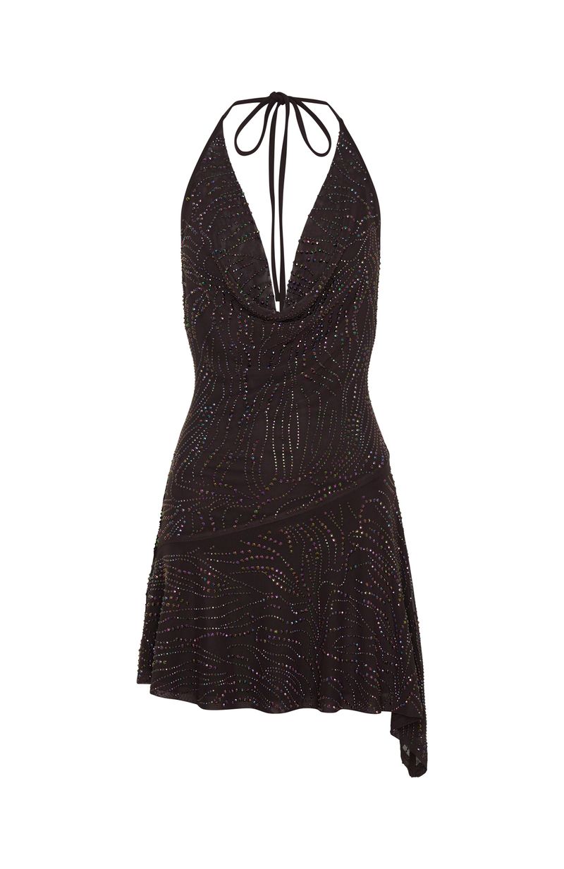 Wild Devotion Embellished Mini Dress Chocolate