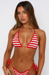 Shira Crochet Bikini Top Red/White Stripe