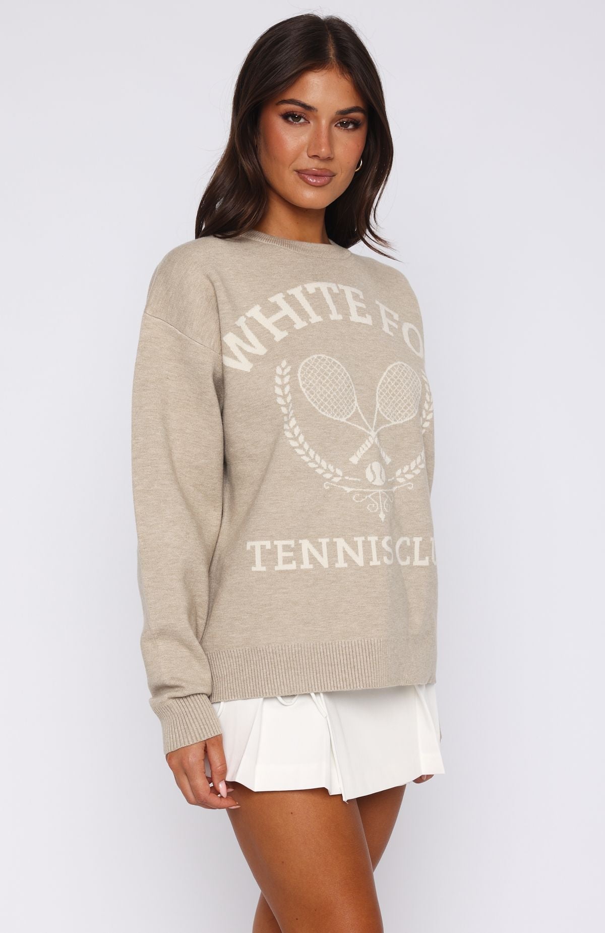 Tennis Club Knit Sweater Stone