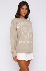 Tennis Club Knit Sweater Stone