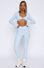 Ready Set Go Cross Front Leggings Baby Blue