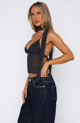 Quick Getaway Top Navy Polka Dot