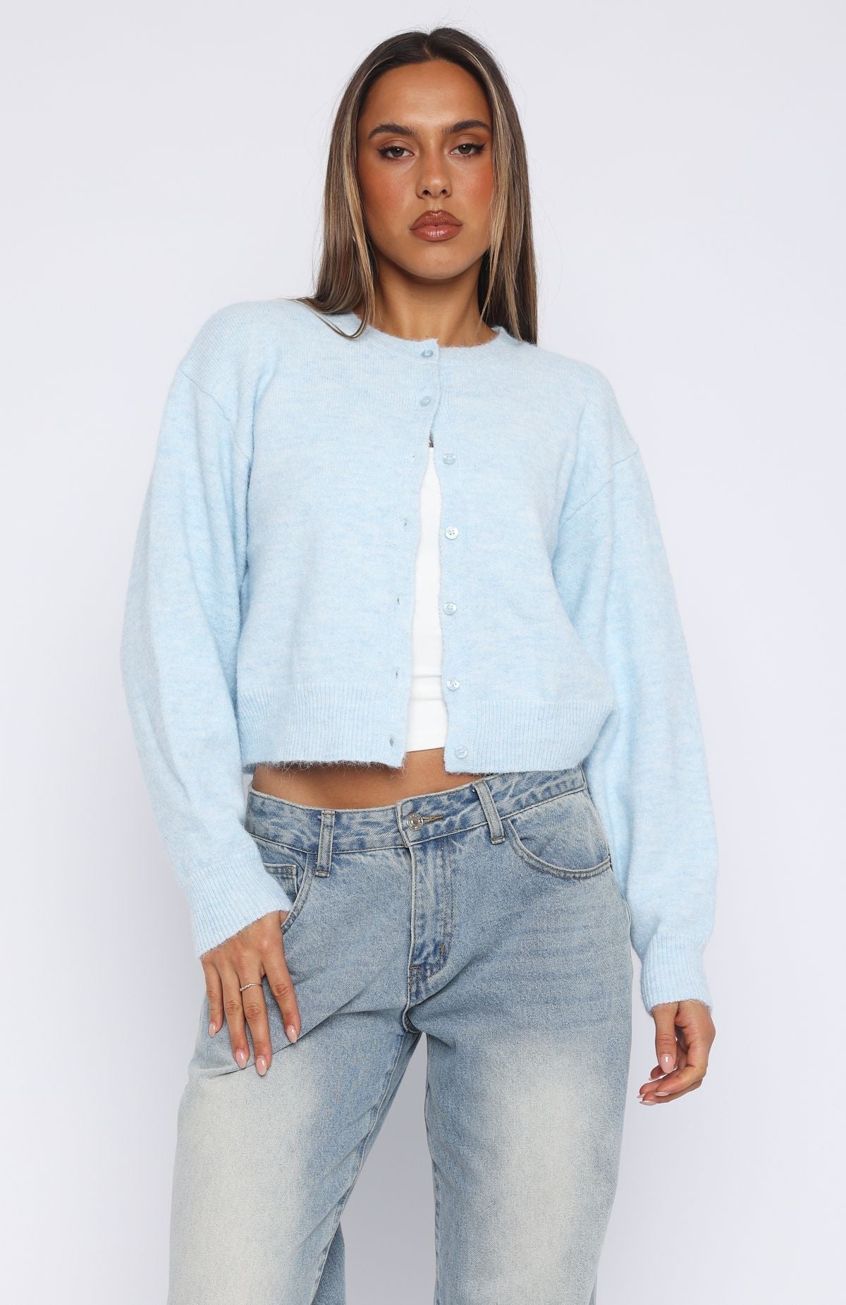Warm Whispers Knit Cardigan Baby Blue