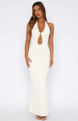 Set It Straight Halter Maxi Dress Cream
