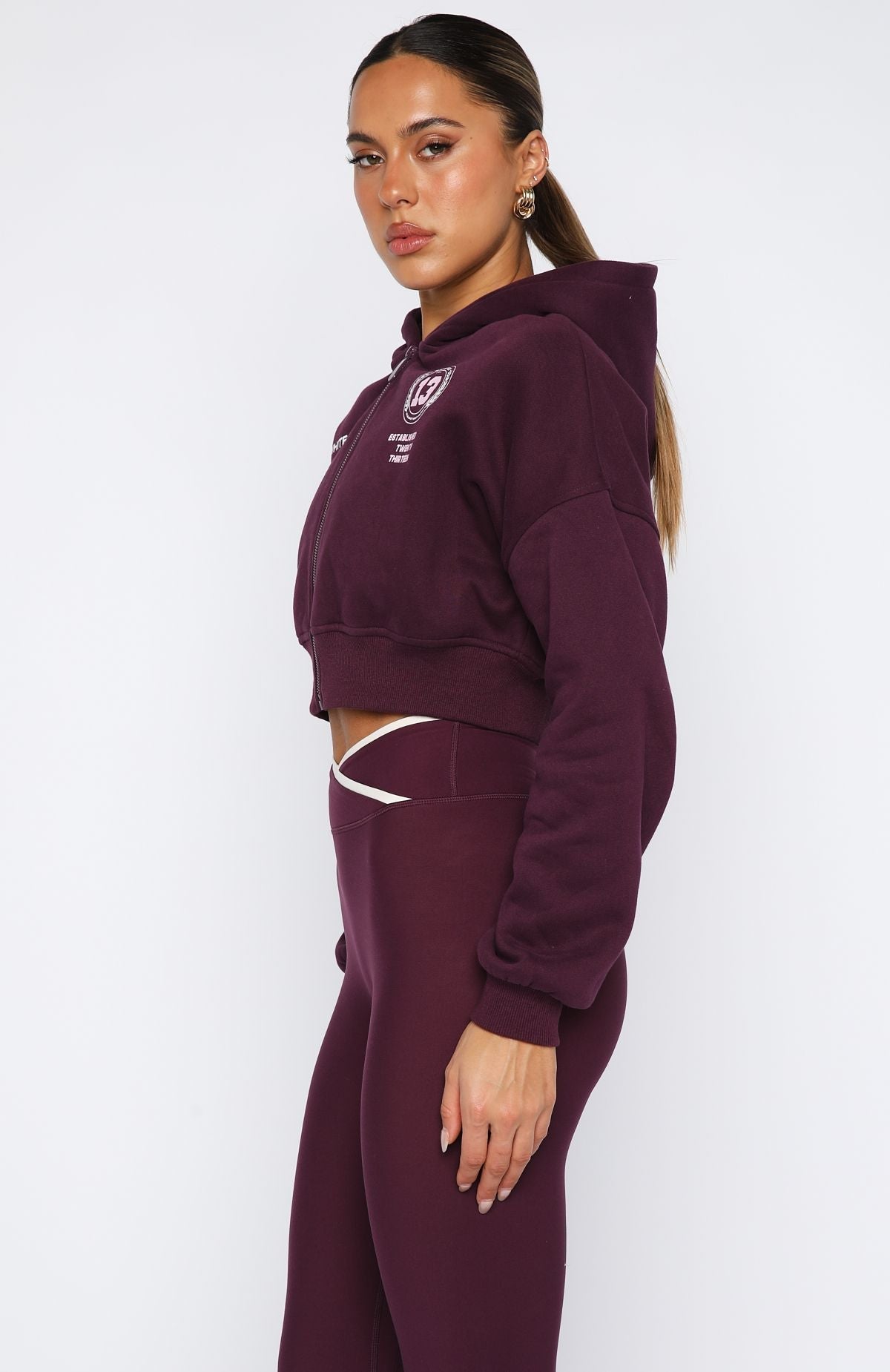 Love For The Game Cropped Zip Hoodie Plum