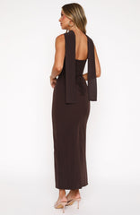 Raining Hearts Strapless Maxi Dress Chocolate
