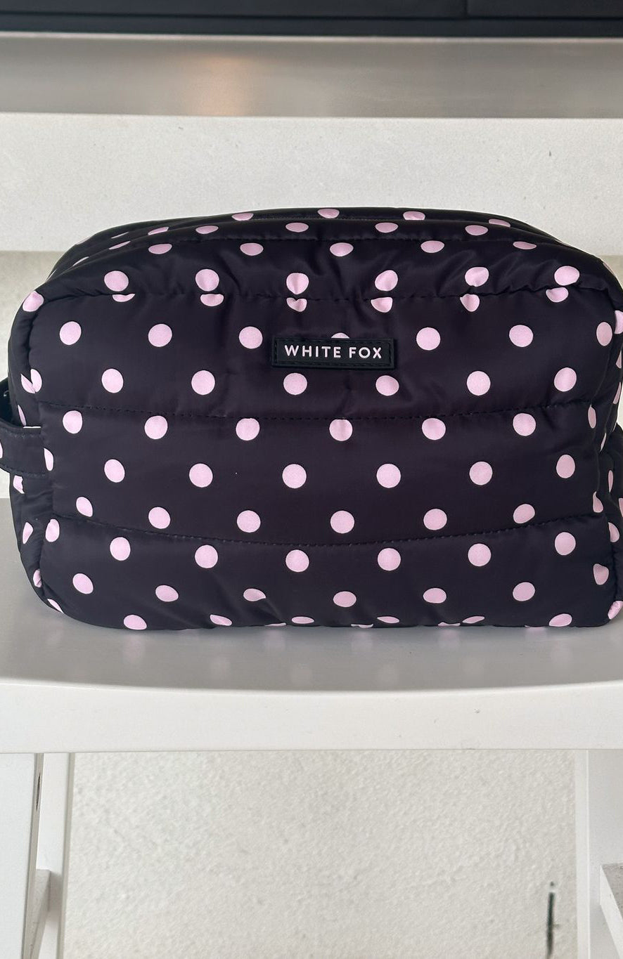 Take A Leap Cosmetic Bag Black/Pink Polka Dot