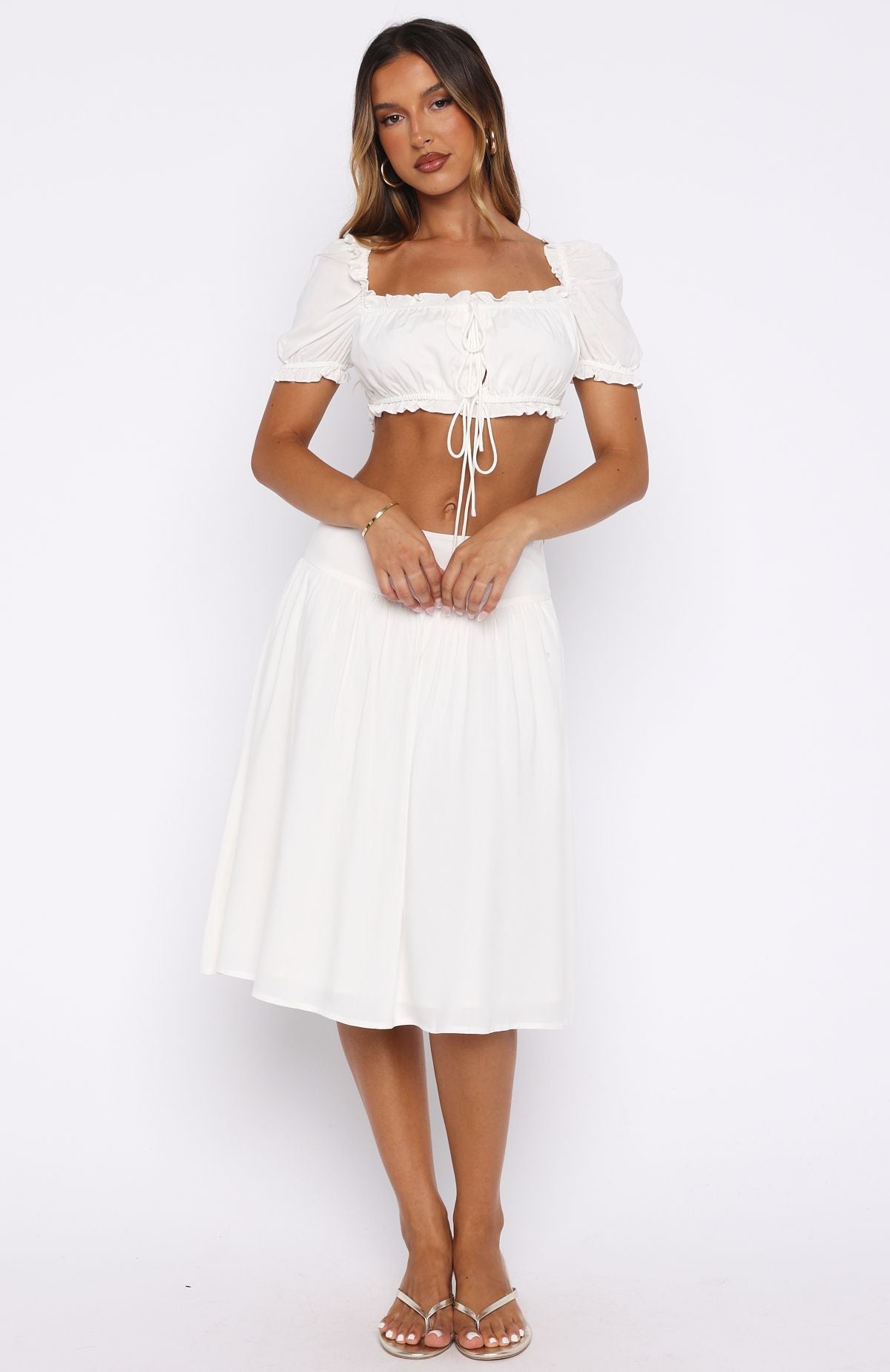 Tender Moments Midi Skirt White