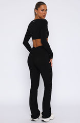 Revival High Waisted Flare Leggings Black