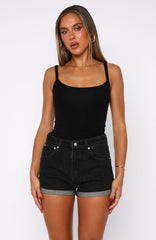 Missin' Something Denim Shorts Black Acid Wash