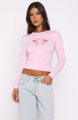 Chasing Butterflies Long Sleeve Baby Tee Pink