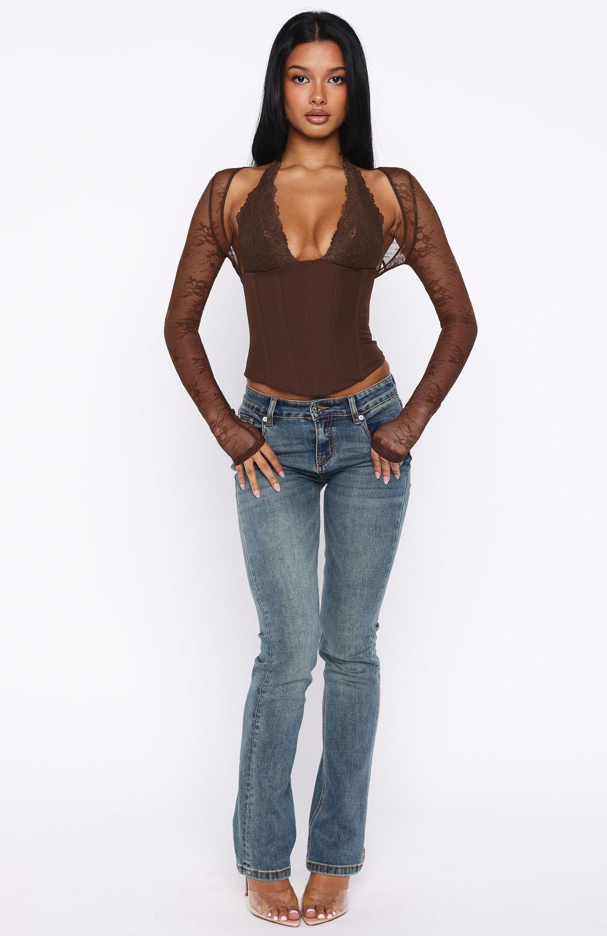 Never Walk Alone Long Sleeve Bustier Chocolate