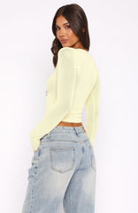 Don't Let Her Go Long Sleeve Knit Top Lemon