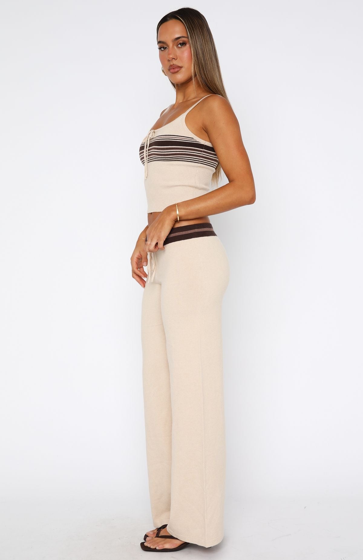 Keep Driving Knit Pants Chocolate Stripe