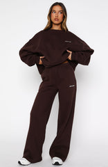 Test Drive Wide Leg Sweatpants Chocolate