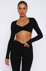 Sync Long Sleeve Crop Black