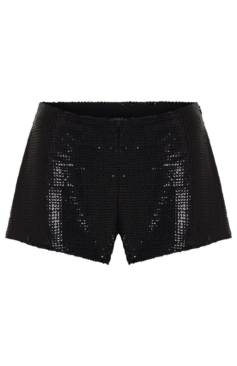 Old News Sequin Shorts Black