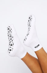 No Slowing Down Grip Socks White/Black