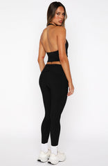 Push Me Foldover Leggings Black