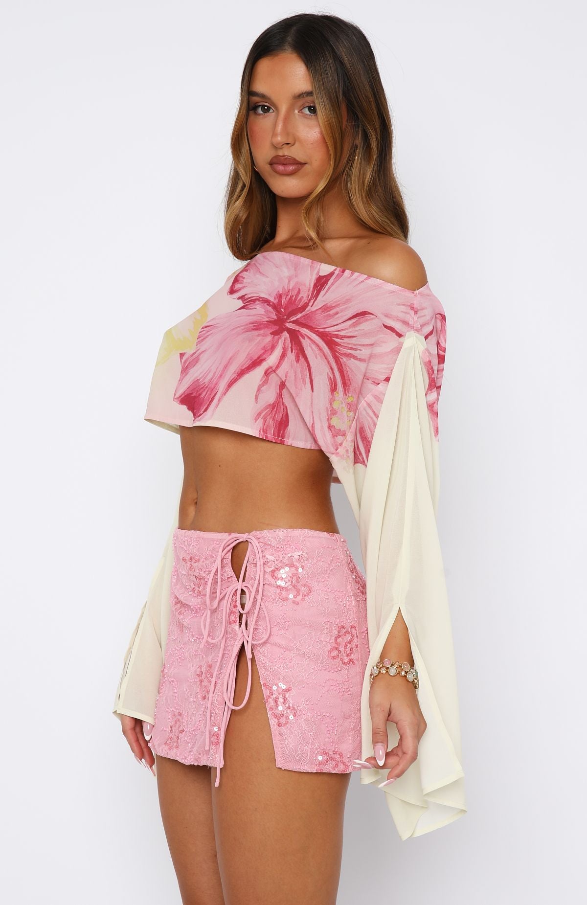 Goddess You Sequin Mini Skirt Pink