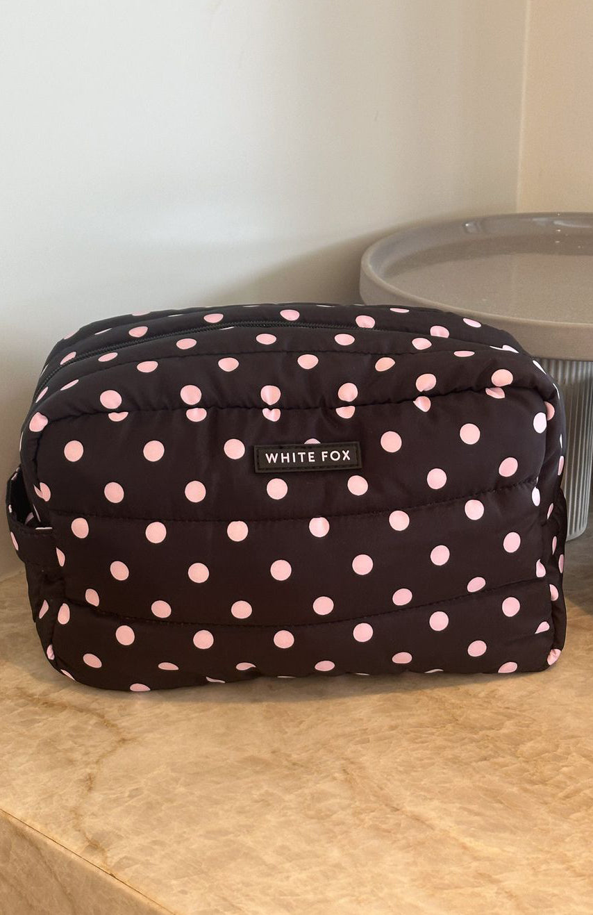Take A Leap Cosmetic Bag Black/Pink Polka Dot