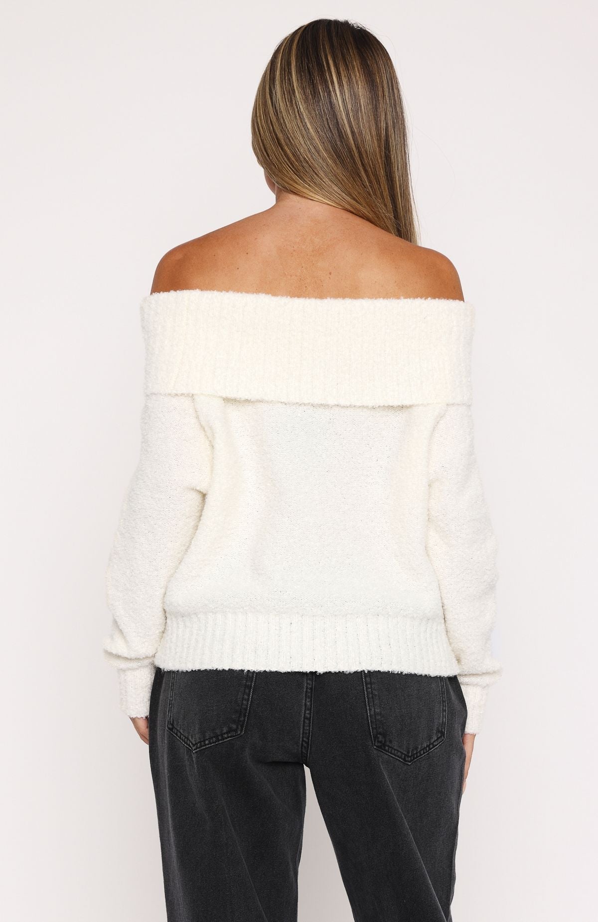 You Don't Need Me Off Shoulder Knit Sweater Off White