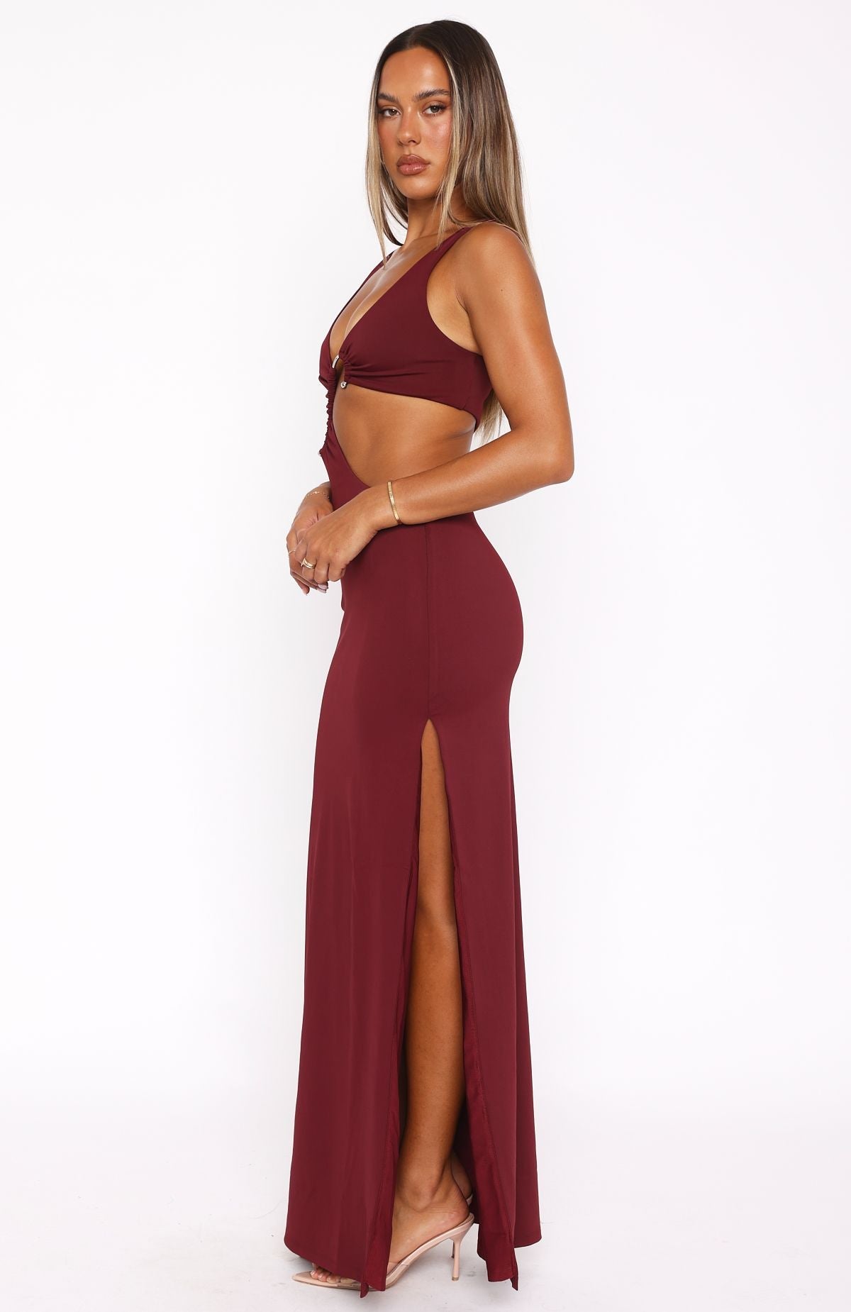 It Feels Wrong Maxi Dress Burgundy