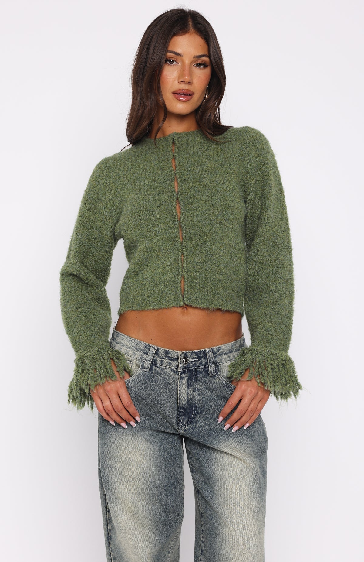 Baby It's Cold Knit Cardigan Moss